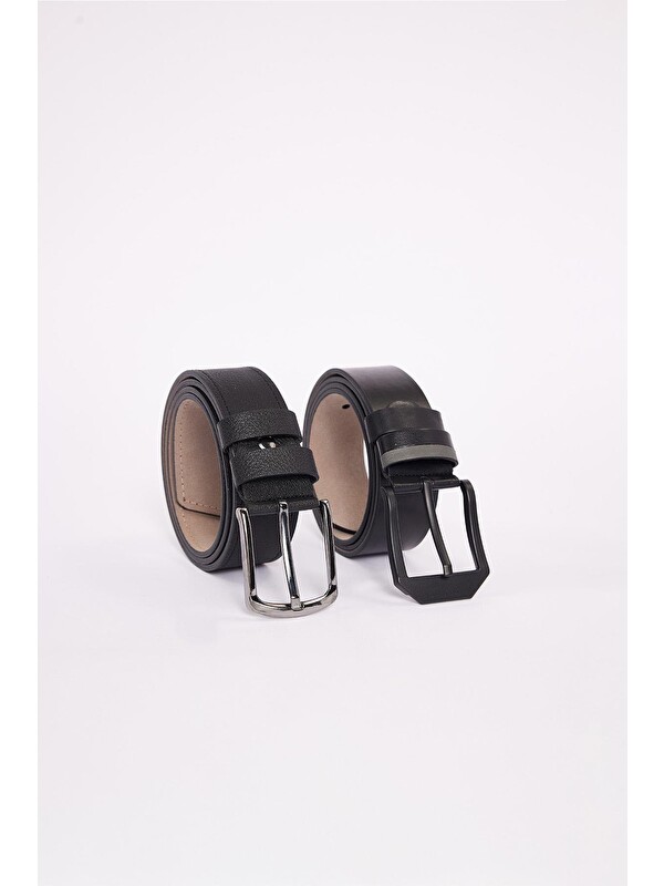 TUDORS Erkek 2'Li Set 4 Cm Spor Siyah Kemer
