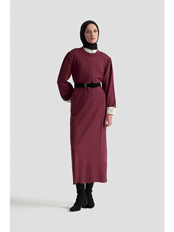 ARMİNE Basic Triko Elbise 25Ktd956 Bordo