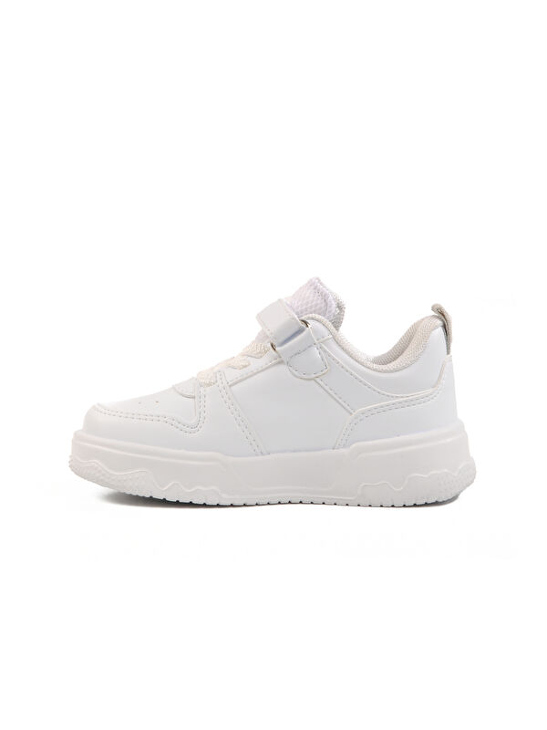 Beyaz Gümüş Cırtlı Unisex Çocuk Spor Ayakkabı 1603 B - Görsel 3