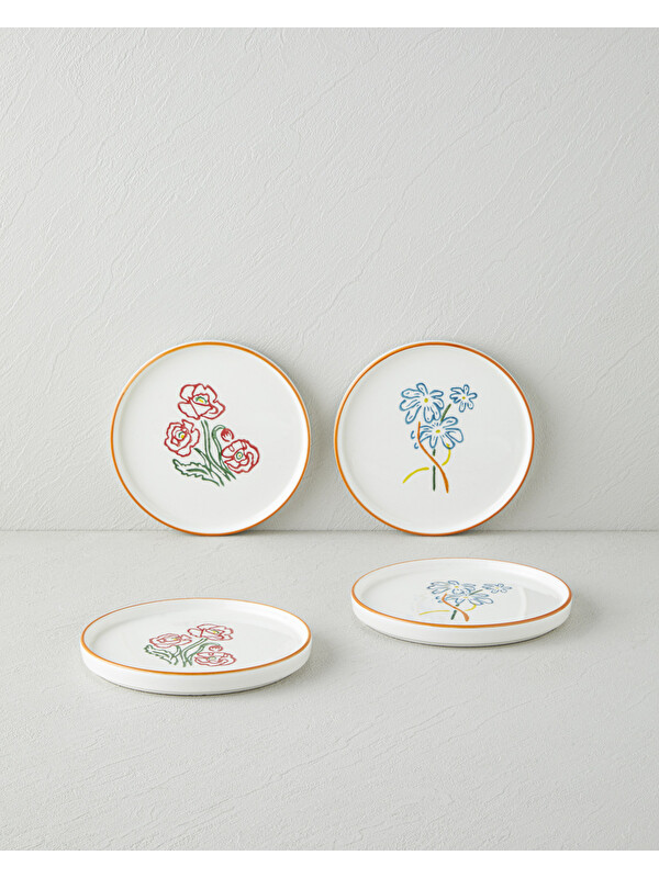 English Home Roselle Seramik 4'lü Pasta Seti 16 cm Renkli