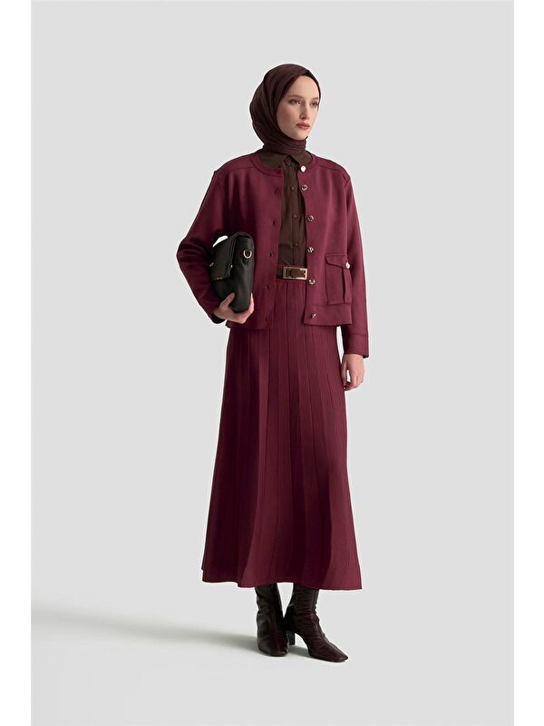 ARMİNE Hırka Etek Triko Takım 25Ktd6120 Bordo