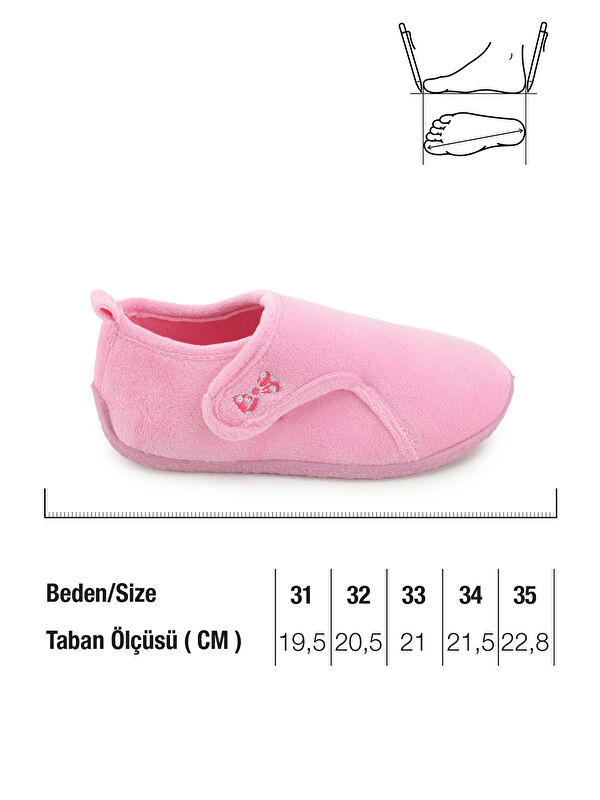 Kız Çocuk Kışlık PVC Rahat Taban Cırt Cırtlı Ayarlanabilir Ev Okul Kreş Panduf Ayakkabı - Görsel 3