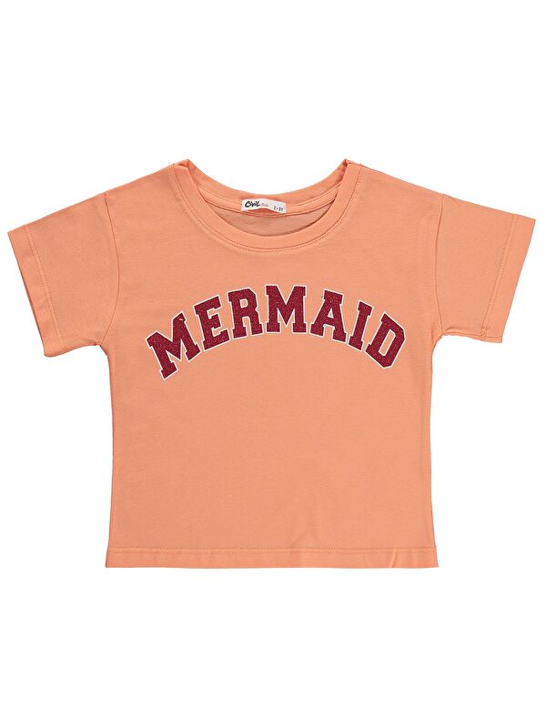 Civil Girls Mermaid Baskılı 2-5 Yaş Tişört - Pudra