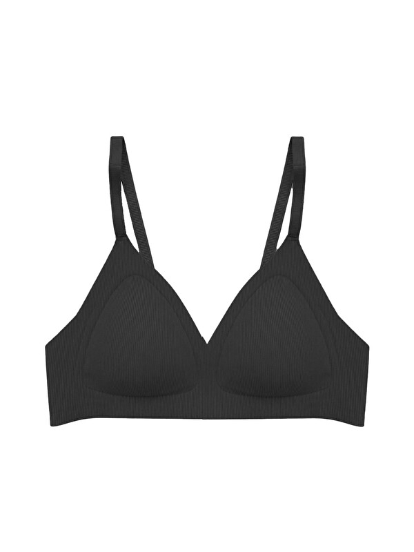 Cottonhill Seamless Bra - Velour | Siyah Lazer Kesim Balensiz Üçgen Form Dikişsiz Kadın Sütyen