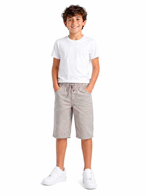 ajn Kids Haki Beli Lastikli Erkek Çocuk Şort