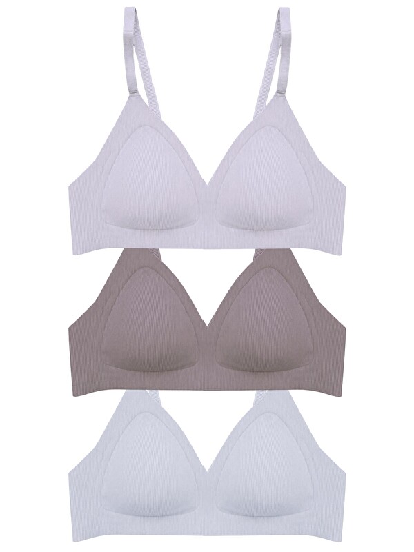 Cottonhill Seamless Bra - Velour | Lazer Kesim Balensiz Üçgen Form Dikişsiz Kadın Sütyen 3'Lü Paket