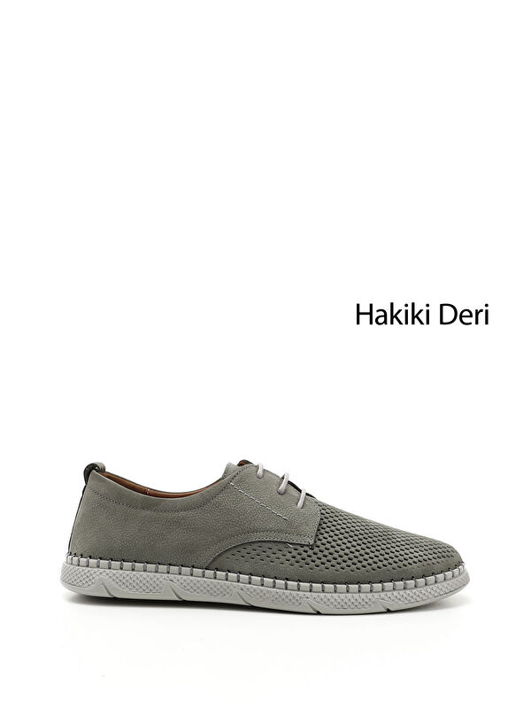 GÖNDERİ(R) Erkek GRİ Bağcıklı Hakiki Deri Comfort Ayakkabı