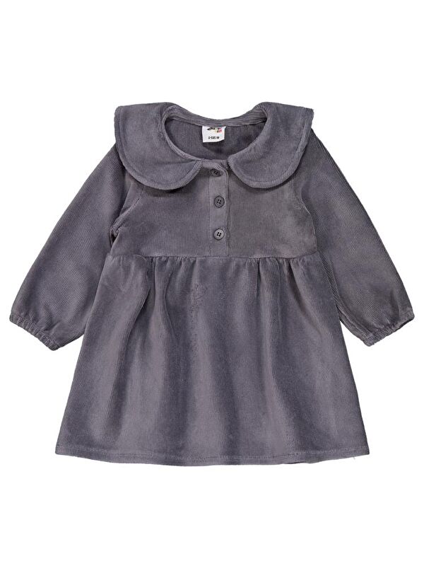 Civil Baby Düğme Detaylı 6-18 Ay Elbise - Gri 18-24 Ay