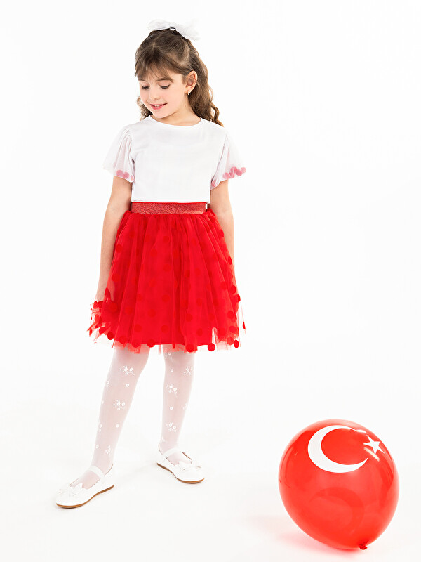 Civil Girls Kız Çocuk Tişört 4-9 Yaş Beyaz-Kırmızı