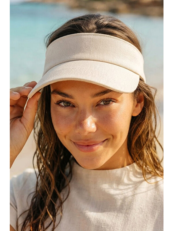 Marina Vizör - Tenisçi - Golf Siperlik Bej Şapka SPK2601-1