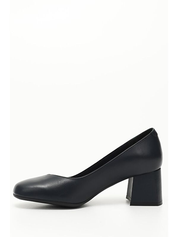 LACİVERT Hakiki Deri Orta Kalın Topuklu Kadın Ayakkabı 24226 - Görsel 4