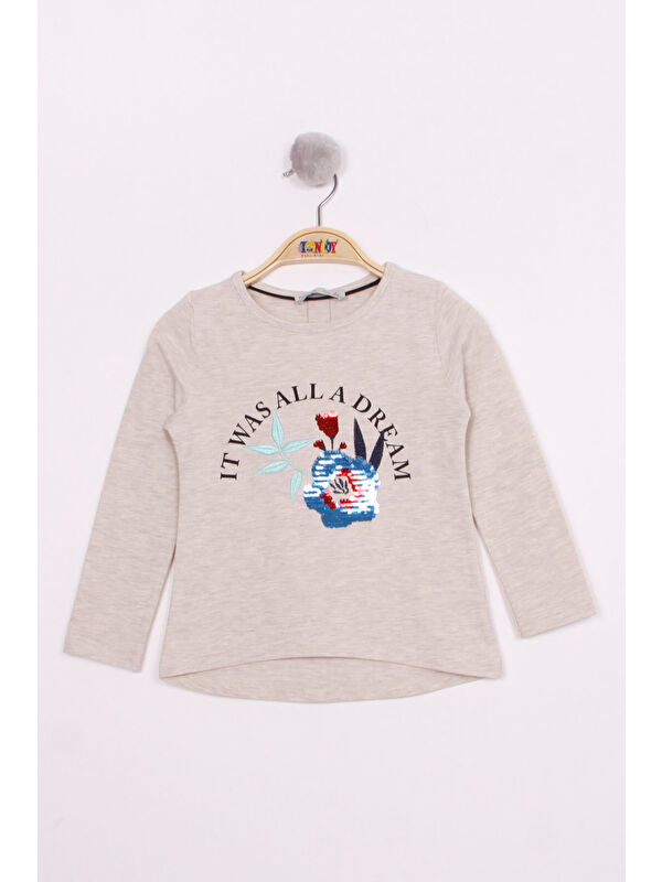 Toontoykids Kız Çocuk Pullu Güllü Nakışlı T-Shirt