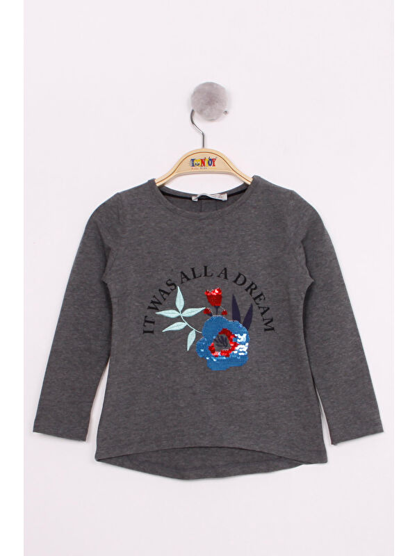 Toontoykids Kız Çocuk Pullu Güllü Nakışlı T-Shirt