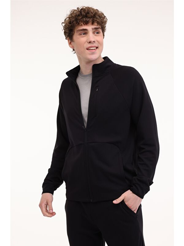 Kinetix ML BLAST 18ESS319 5FX Siyah Erkek Fermuarlı Sweatshirt Hırka