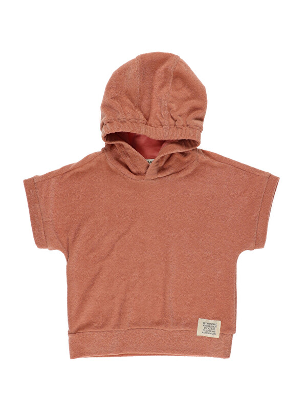 Panço Erkek Bebek Havlu Dokulu Kapüşonlu Oranj Sweatshirt