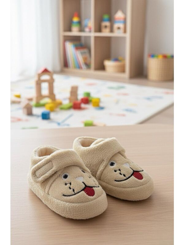 Sevimli Hayvanlar Cırtlı Kaydırmaz Taban Kreş Ev Okul Ayakkabısı Bebek Çocuk Panduf Ev Botu - Görsel 2