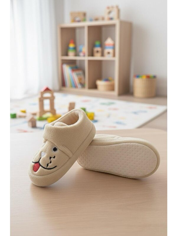 Sevimli Hayvanlar Cırtlı Kaydırmaz Taban Kreş Ev Okul Ayakkabısı Bebek Çocuk Panduf Ev Botu - Görsel 3