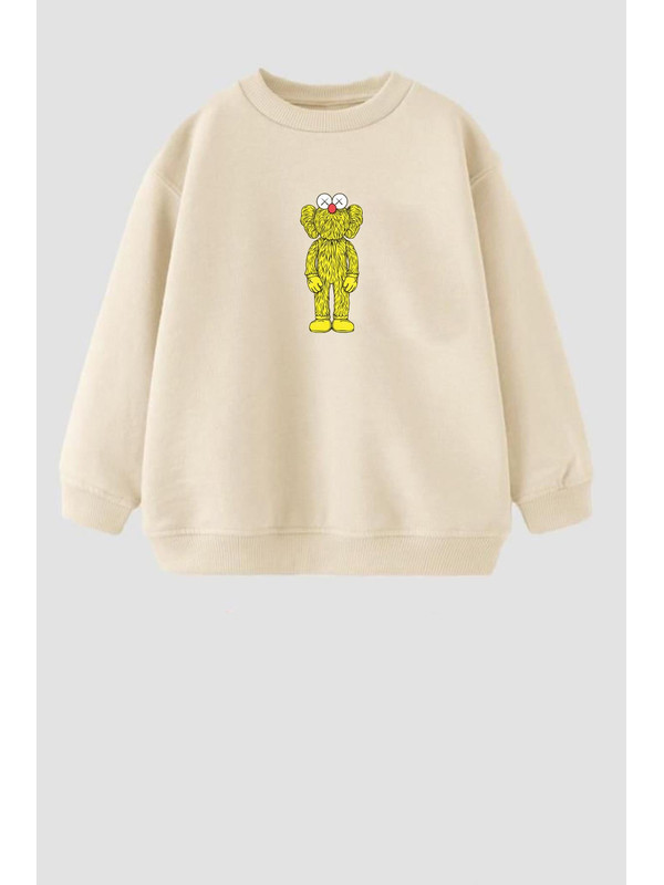 Monila Unisex Çocuk Kaws Baskılı 3 İplik Kumaş Pamuklu Sweatshirt