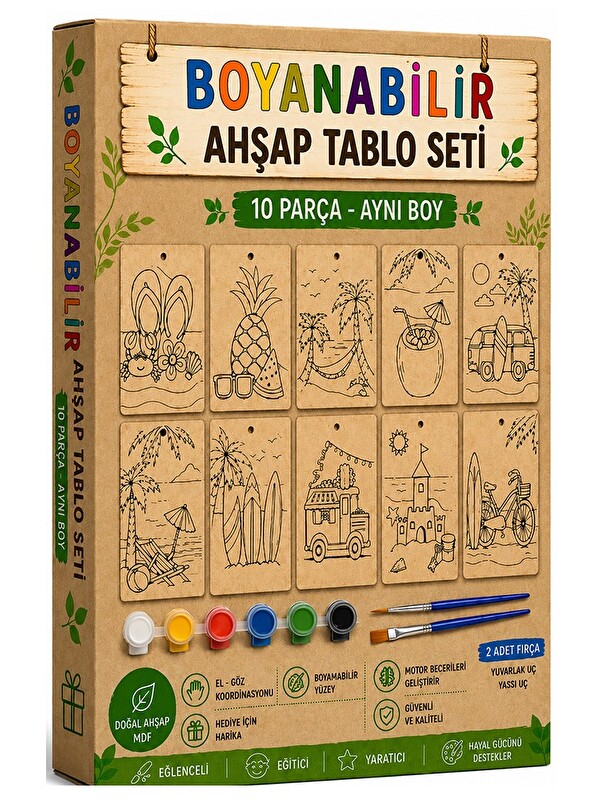 artmaster Ahşap Boyama Tabletler 10lu Set 10x15cm 10 Adet Tablet Boyama Figürü Etkinlik Çocuk Gelişim Motor Be