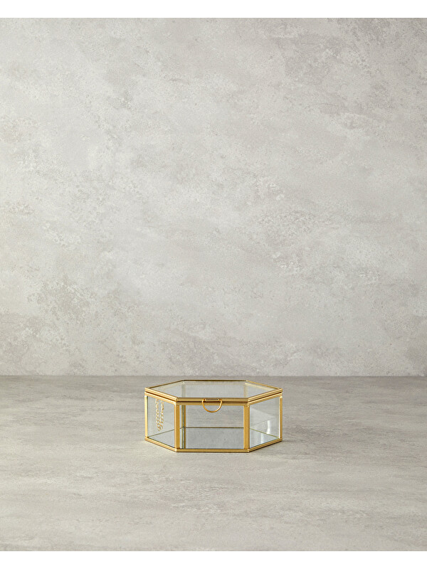 English Home Deluxe Cam Dekoratif Kutu 14x16x6 cm Gold