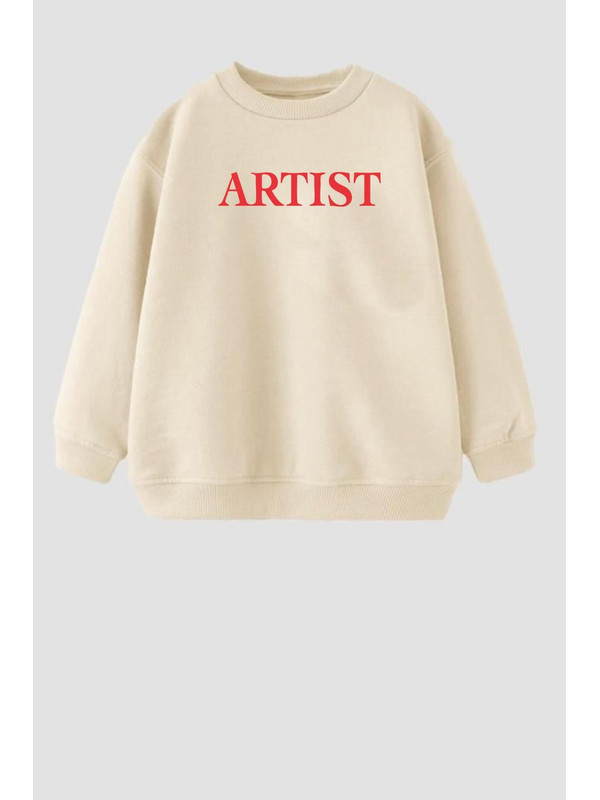 Monila Unisex Çocuk Baskılı 3 İplik Kumaş Pamuklu Sweatshirt