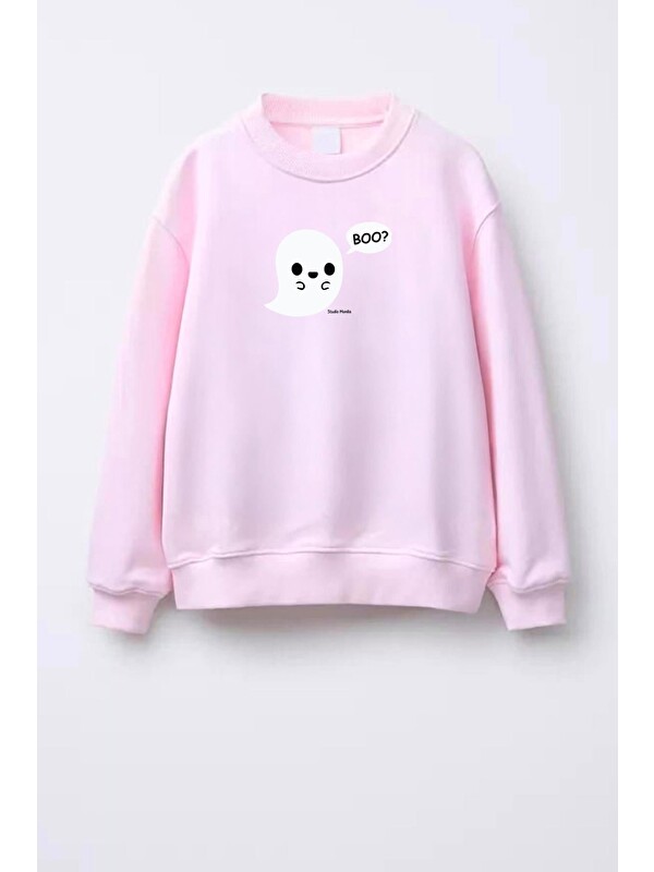 Monila Unisex Çocuk Cadılar Bayramı Temalı Baskılı Pamuklu Sweatshirt
