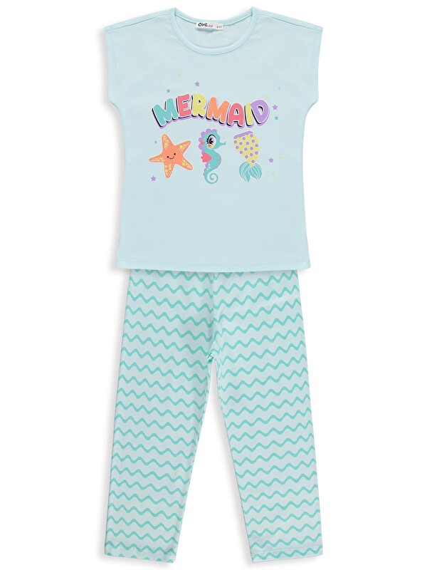 Civil Girls Mermaid Baskılı 6-9 Yaş Pijama Takımı - Yeşil