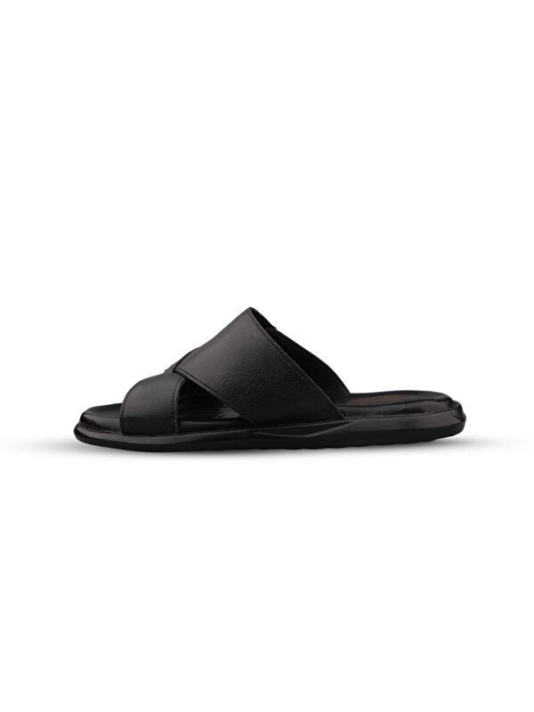 Erkek Günlük Terlik - Siyah, Deri - Görsel 5