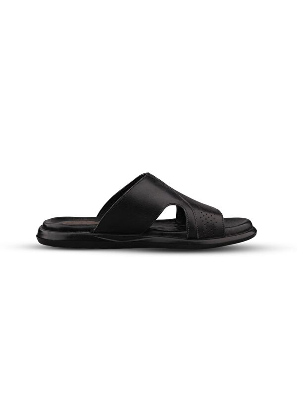 Erkek Günlük Terlik - Siyah, Deri - Görsel 4