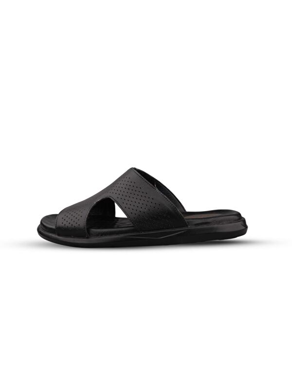 Erkek Günlük Terlik - Siyah, Deri - Görsel 5