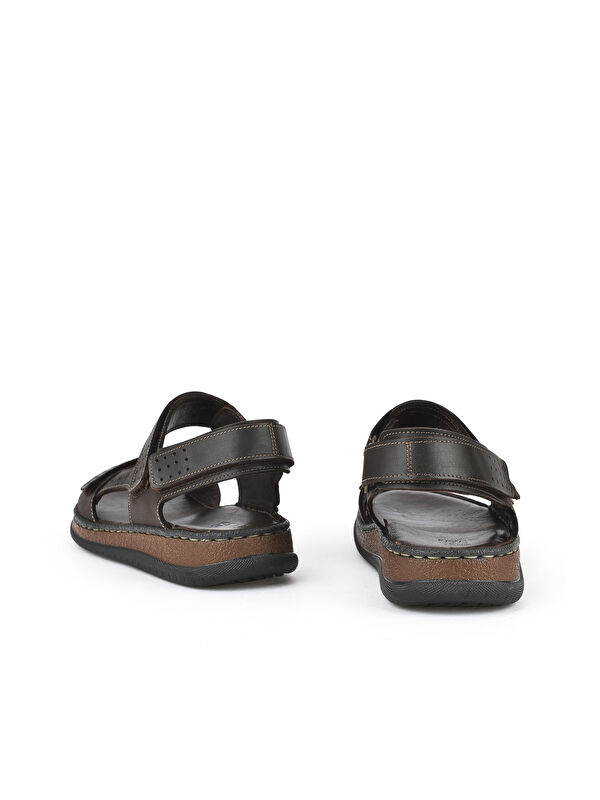 Erkek Hakiki Deri Sandalet 1511045ZS6 Kahve - Görsel 4