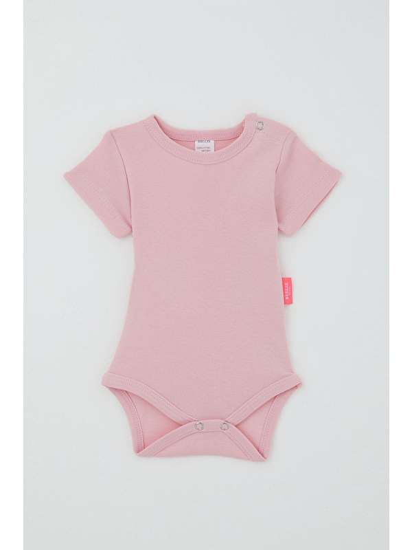 Breeze Kız Bebek Çıtçıtlı Kısa Kollu Zıbın Body Basic Pembe (0-9 Ay)