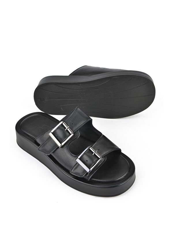 Kadın Hakiki Deri Terlik 1511032Z5009 Siyah - Görsel 5