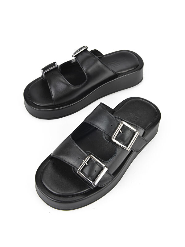 Kadın Hakiki Deri Terlik 1511032Z5009 Siyah - Görsel 6