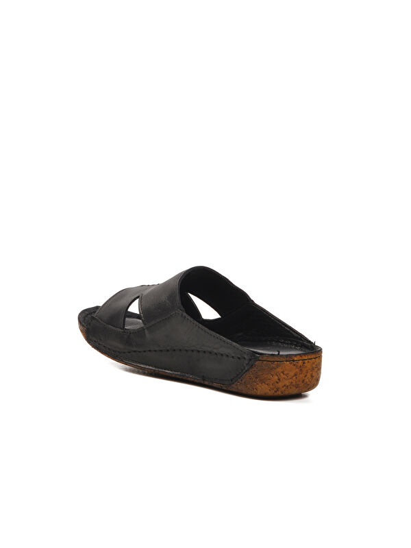 Siyah Hakiki Deri Kadın Terlik 012 Z - Görsel 5