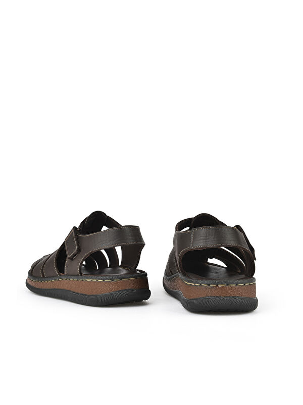 Erkek Hakiki Deri Sandalet 1511045ZS32 Kahve - Görsel 4