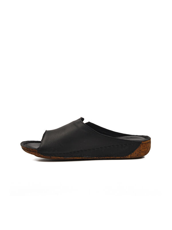 Siyah Hakiki Deri Kadın Terlik 002 Z - Görsel 3