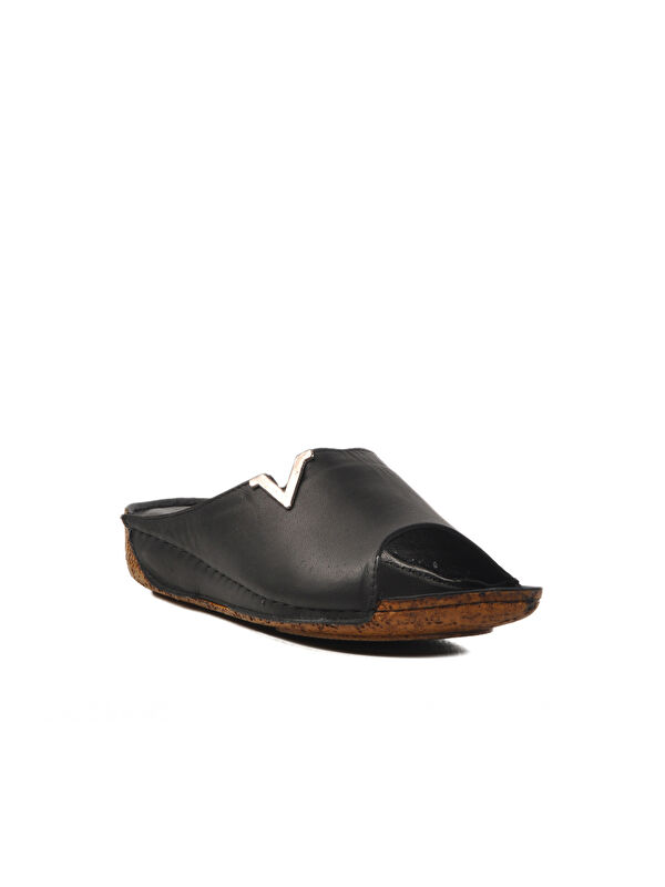 Siyah Hakiki Deri Kadın Terlik 002 Z - Görsel 4