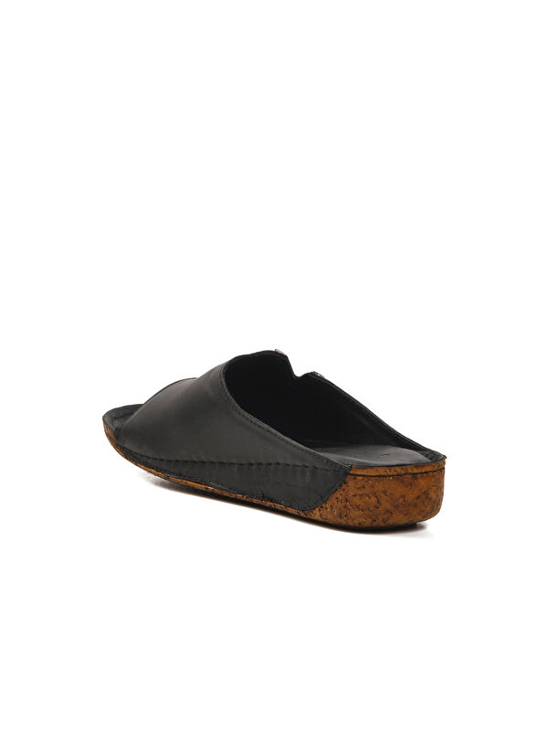 Siyah Hakiki Deri Kadın Terlik 002 Z - Görsel 5