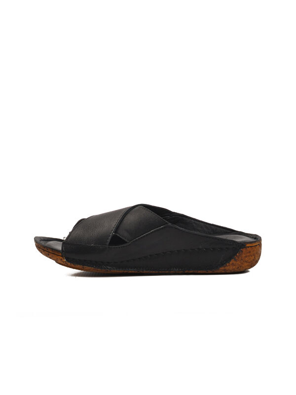 Siyah Hakiki Deri Kadın Terlik 001 Z - Görsel 3