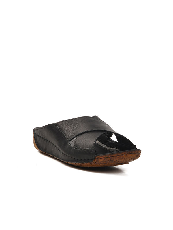 Siyah Hakiki Deri Kadın Terlik 001 Z - Görsel 4