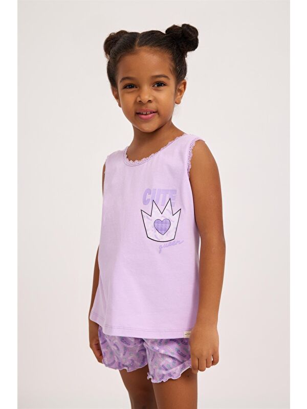 Katia And Bony Lavender Kız Çocuk Dantelli Pijama Üst Lila