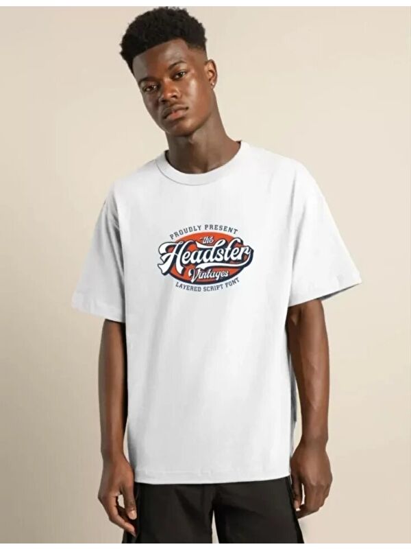 Jane's Unisex Baskılı Oversize T-Shirt - Beyaz