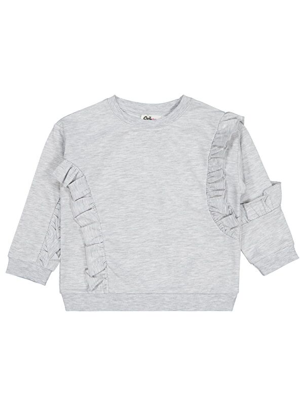 Civil Girls Fırfırlı 2-5 Yaş Sweatshirt - Gri 3-4 Yaş