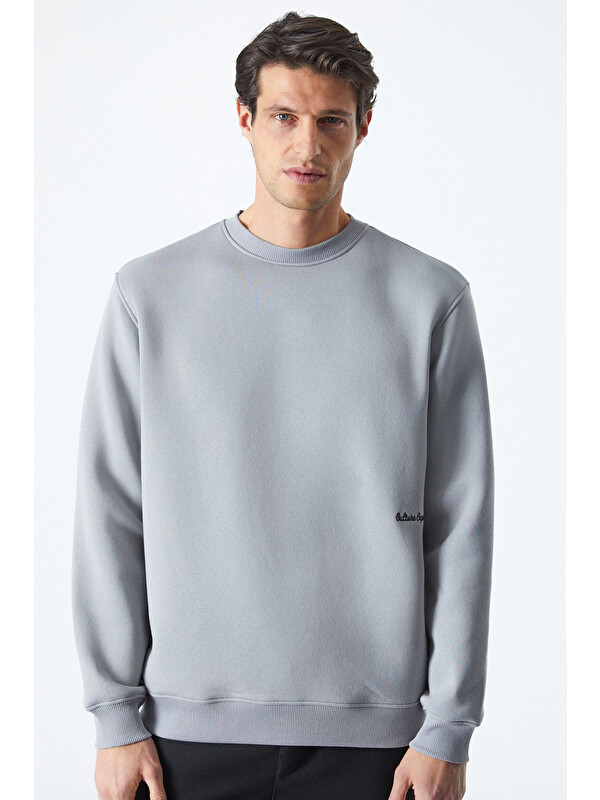 GRIMELANGE DANE Erkek Organik Kumaşlı Yumuşacık GRİ Sweatshirt
