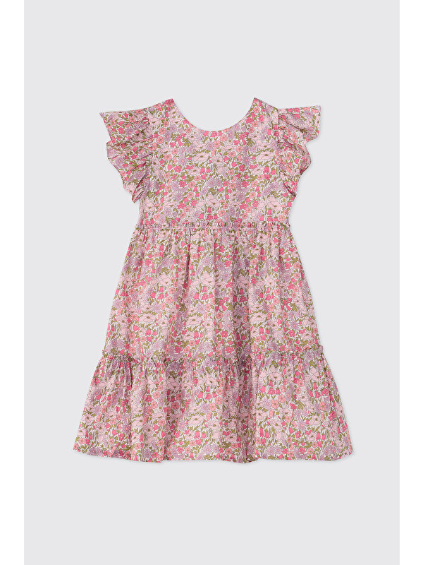 Panço Liberty Kumaş Kız Bebek Pembe Elbise