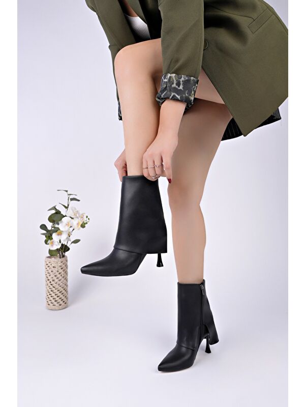 MARLA Sivri Burun İnce Topuklu Fermuarlı Kadın Bot - Görsel 5