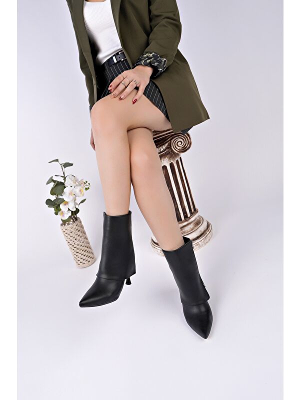 MARLA Sivri Burun İnce Topuklu Fermuarlı Kadın Bot - Görsel 7