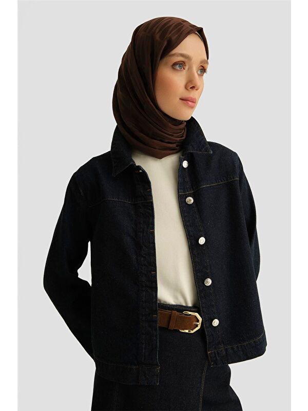 ARMİNE Denim Gömlek Ceket 25Yd9113 Koyu Lacivert