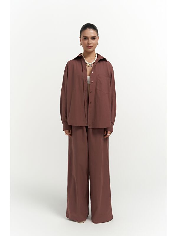 Mai Collection Mirabella Açık Bordo Gömlek Pantolon Takım